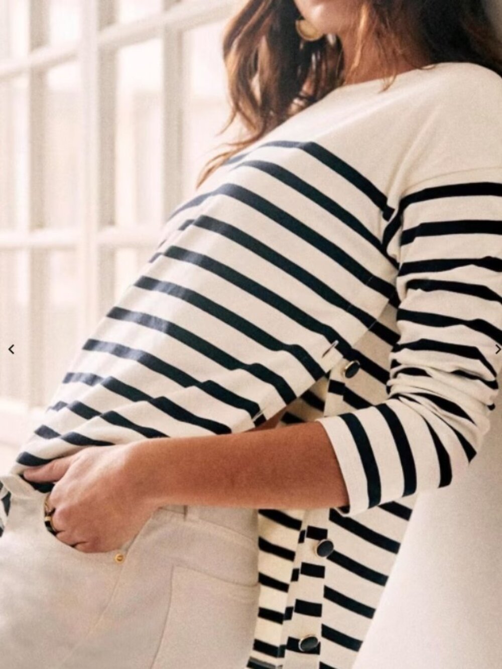 Sezane Noan Marinière Cream Navy size S